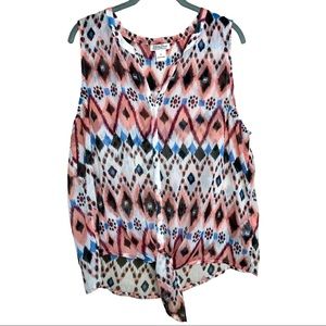 Lucky Brand pink button down sheer tank top